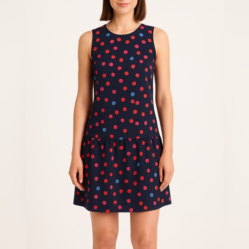 Cynthia Rowley Cherry Print Drop Waist Dress - Size 6 - Navy/Multicolor - EUC - Picture 7 of 7